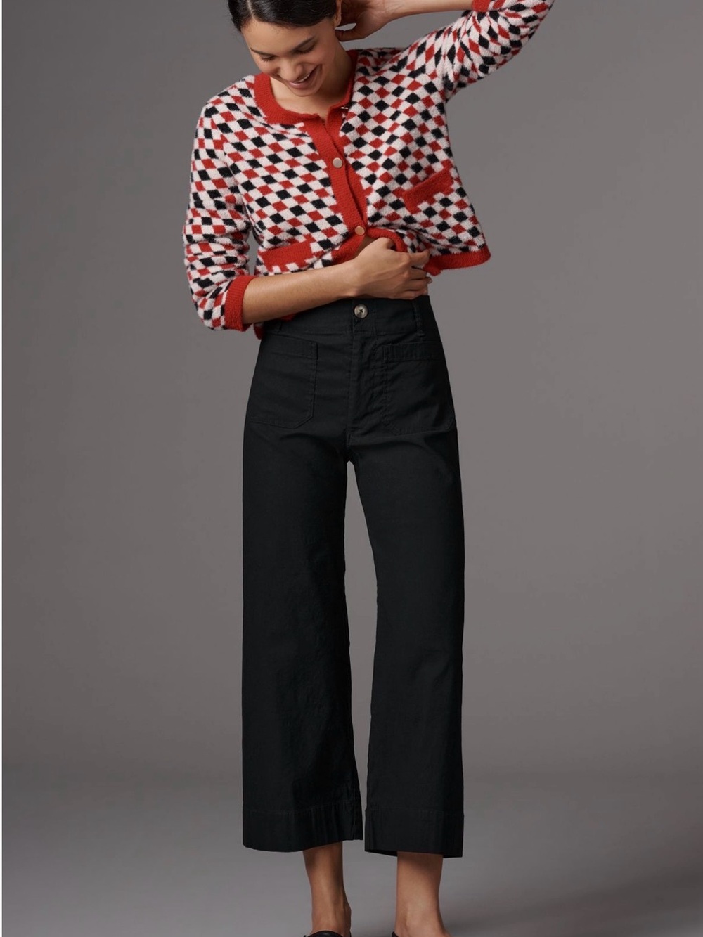 Anthropologie Maeve Collette Black Wide-Leg High-Rise pants EUC 25 petite
